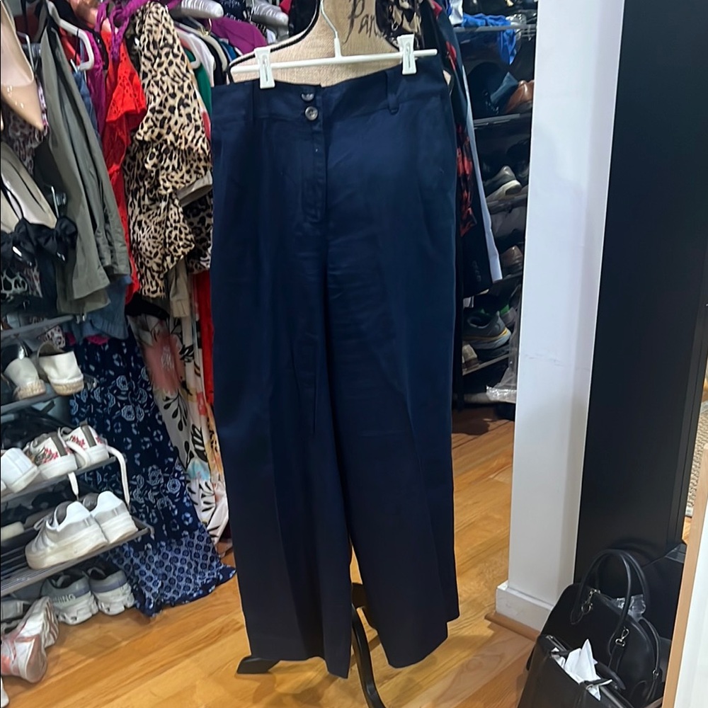 Boden Blue linen 12 with Elegant Flowing Silhouette